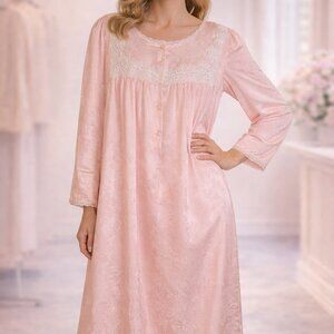 Vintage Eve Stillman Pink Lace Nightgown Size Large Coquette Romantic Feminine